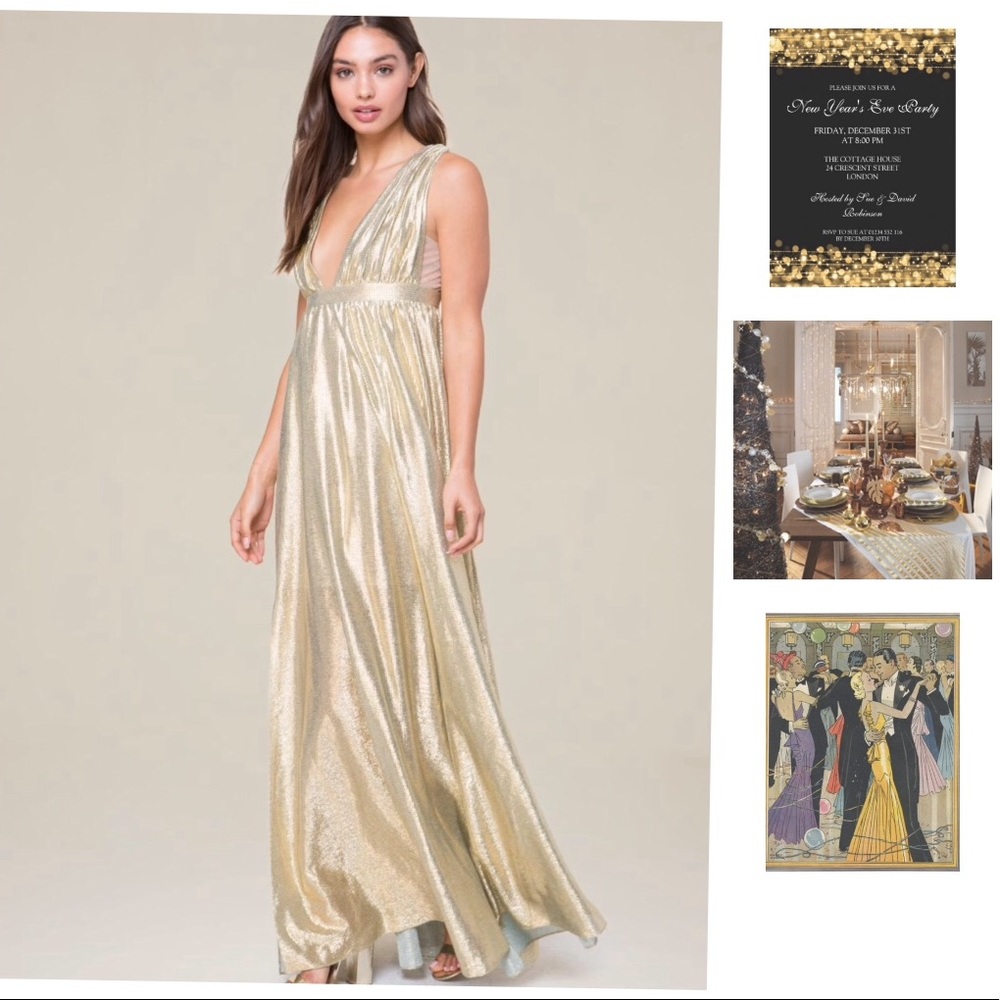 Bebe Double V Metallic Gown - Picture 3 of 5